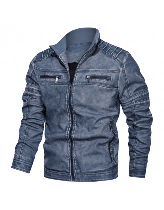 Men's Casual Distressed Leather Jacket