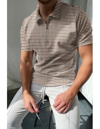 Houndstooth Texture Polo Shirt